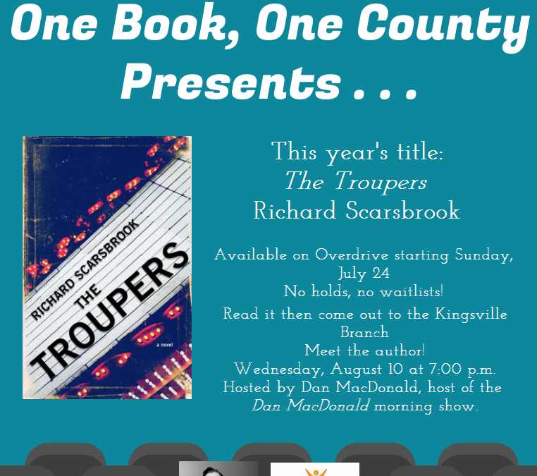 BIG NEWS: THE TROUPERS has been chosen as Essex County Library’s 2022 ONE BOOK, ONE COUNTY!